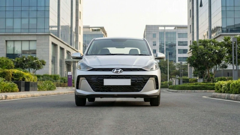 hyundai aura india front view urban city sedan