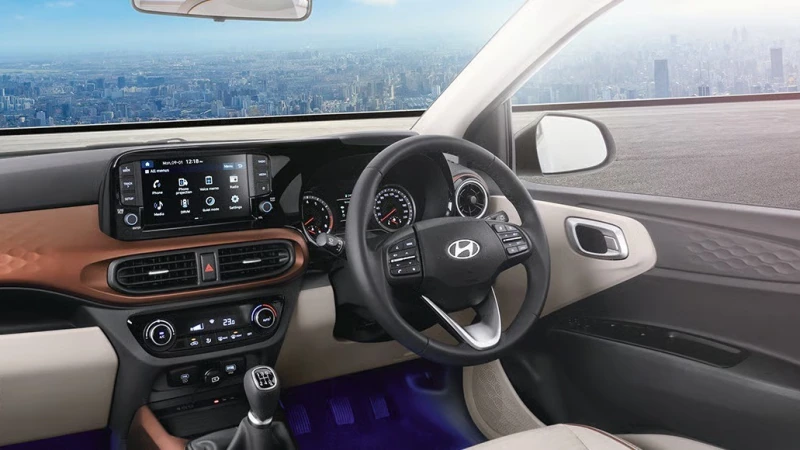 hyundai aura india interior dashboard touchscreen infotainment