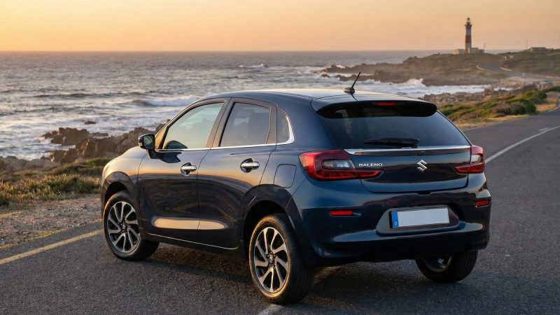 maruti baleno rear sunset lifestyle exterior