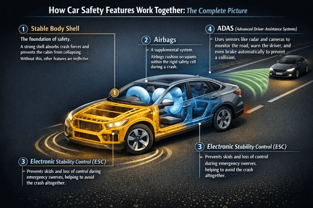 car safety features explained india diagram