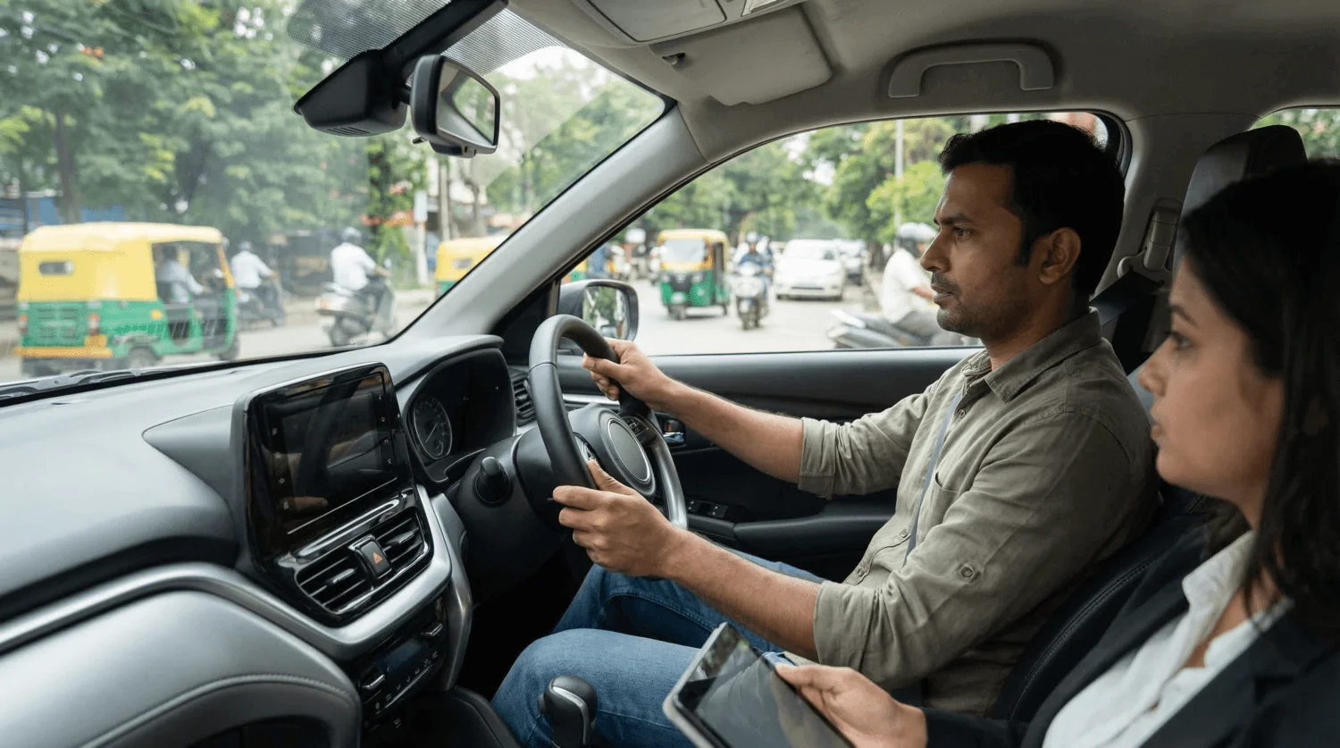 Car test drive checklist – buyer preparing for test drive at Indian dealership