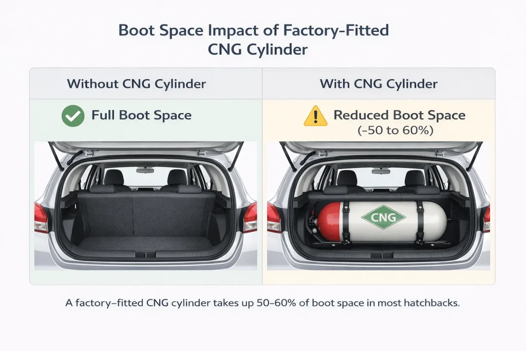 cng boot space comparison cylinder cng boot space comparison cylinder