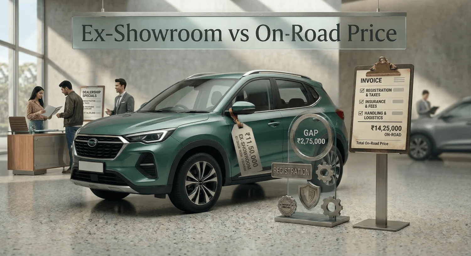 ex showroom vs on road price india gap explained