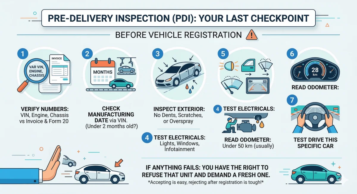 new car documents checklist India registration RTO