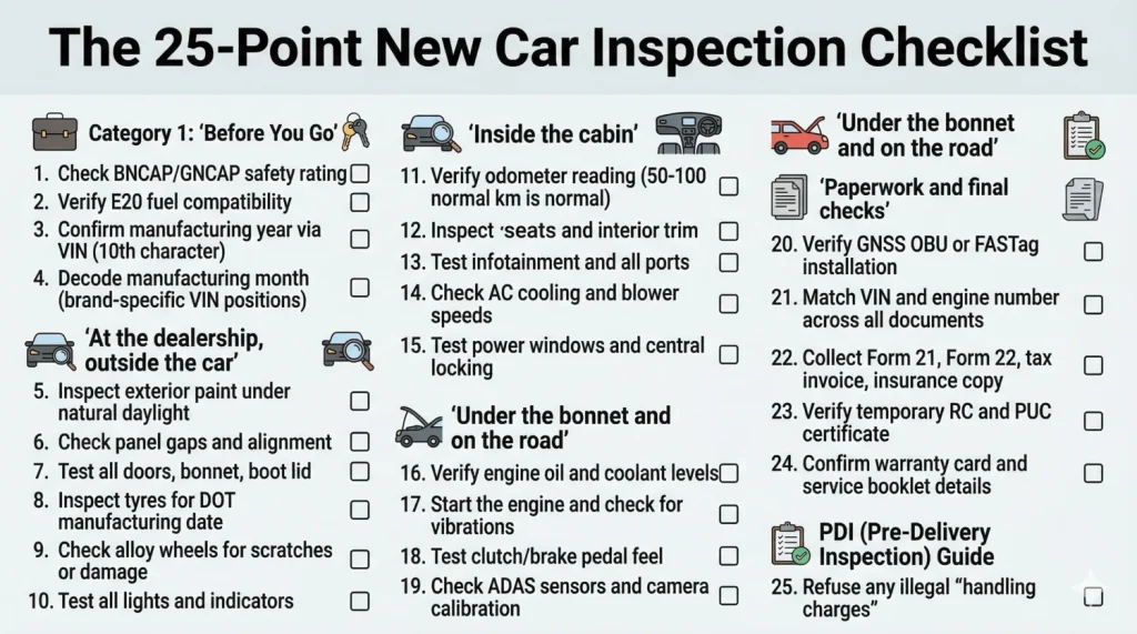 printable new car buying checklist india 2026