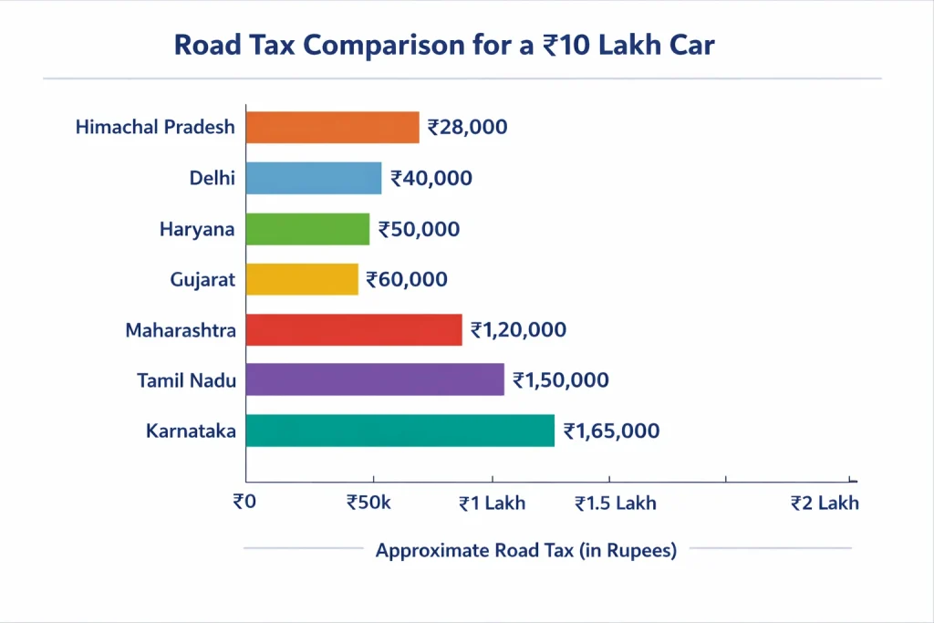 road tax comparison states india