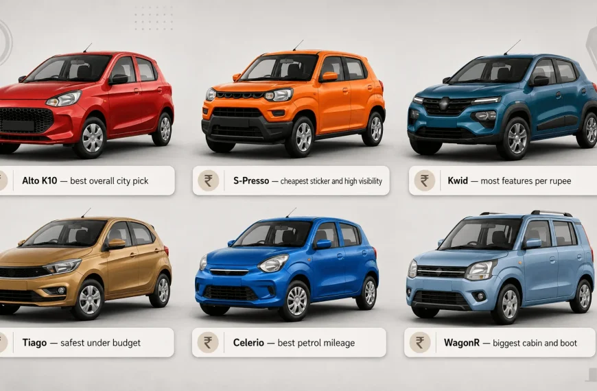 Best Cars Under 5 Lakhs in India 2026: Variants, Mileage & Safety