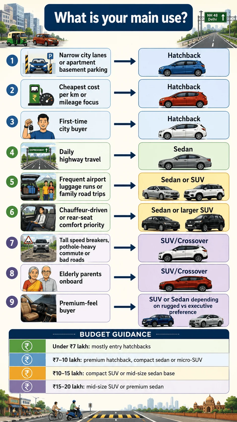 car body type decision flowchart india
