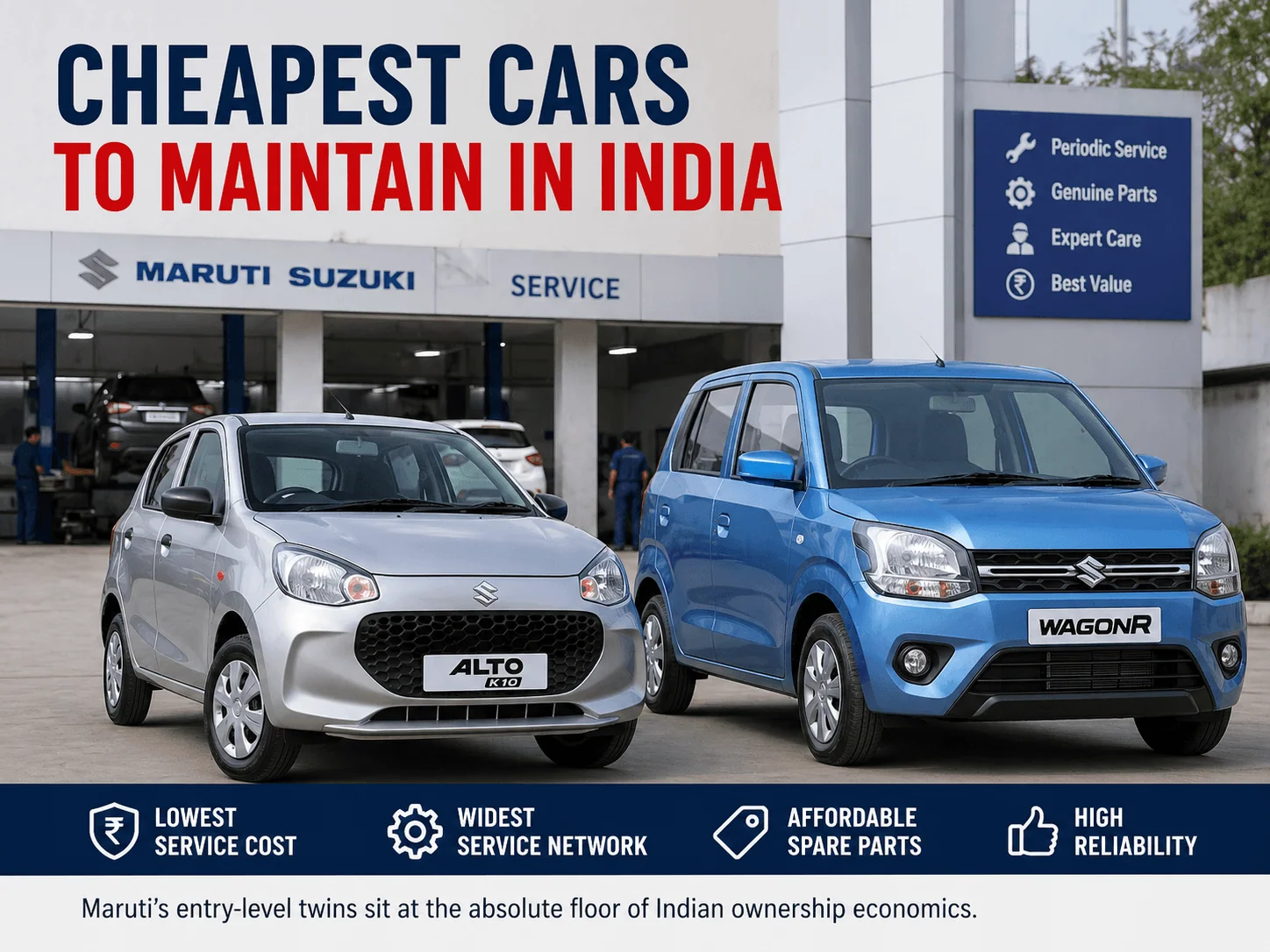 cheapest car to maintain india maruti alto wagonr