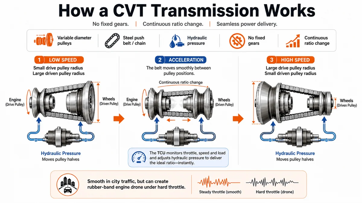 cvt transmission pulley belt working
