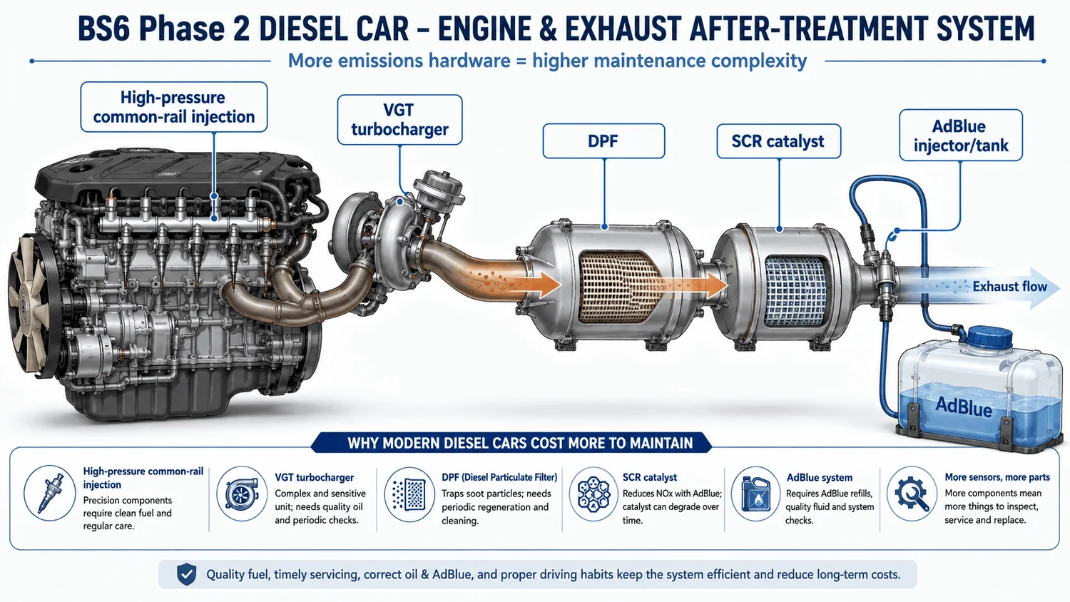 diesel car maintenance bs6 components