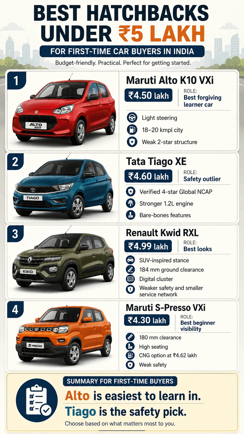 first cars under 5 lakhs comparison motomotar.com