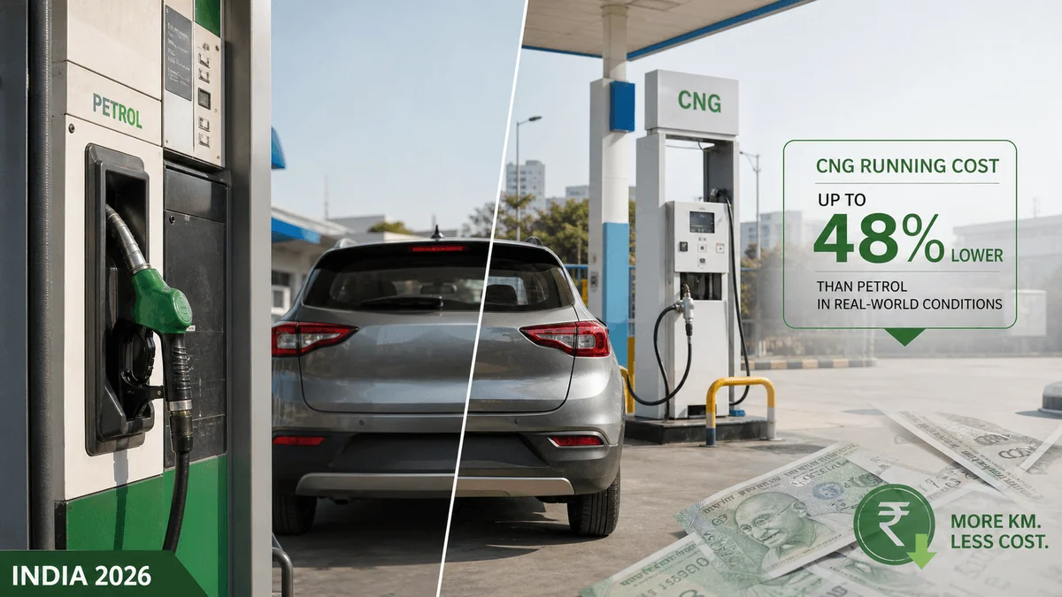 petrol vs cng running cost india