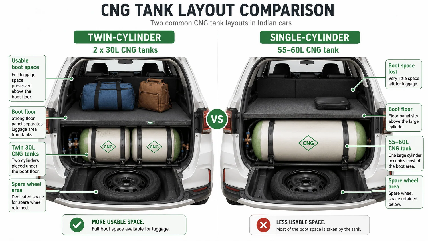 twin cylinder cng vs single cylinder boot space twin cylinder cng vs single cylinder boot space