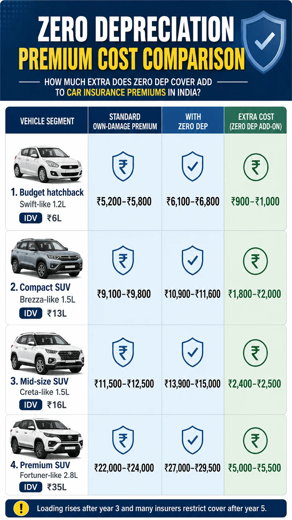 zero depreciation premium cost india by car motomotar.com