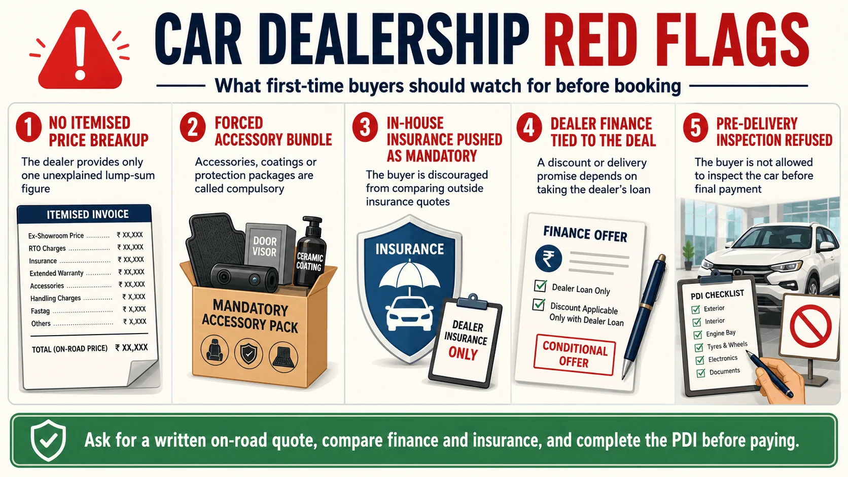 car dealership red flags first time buyers